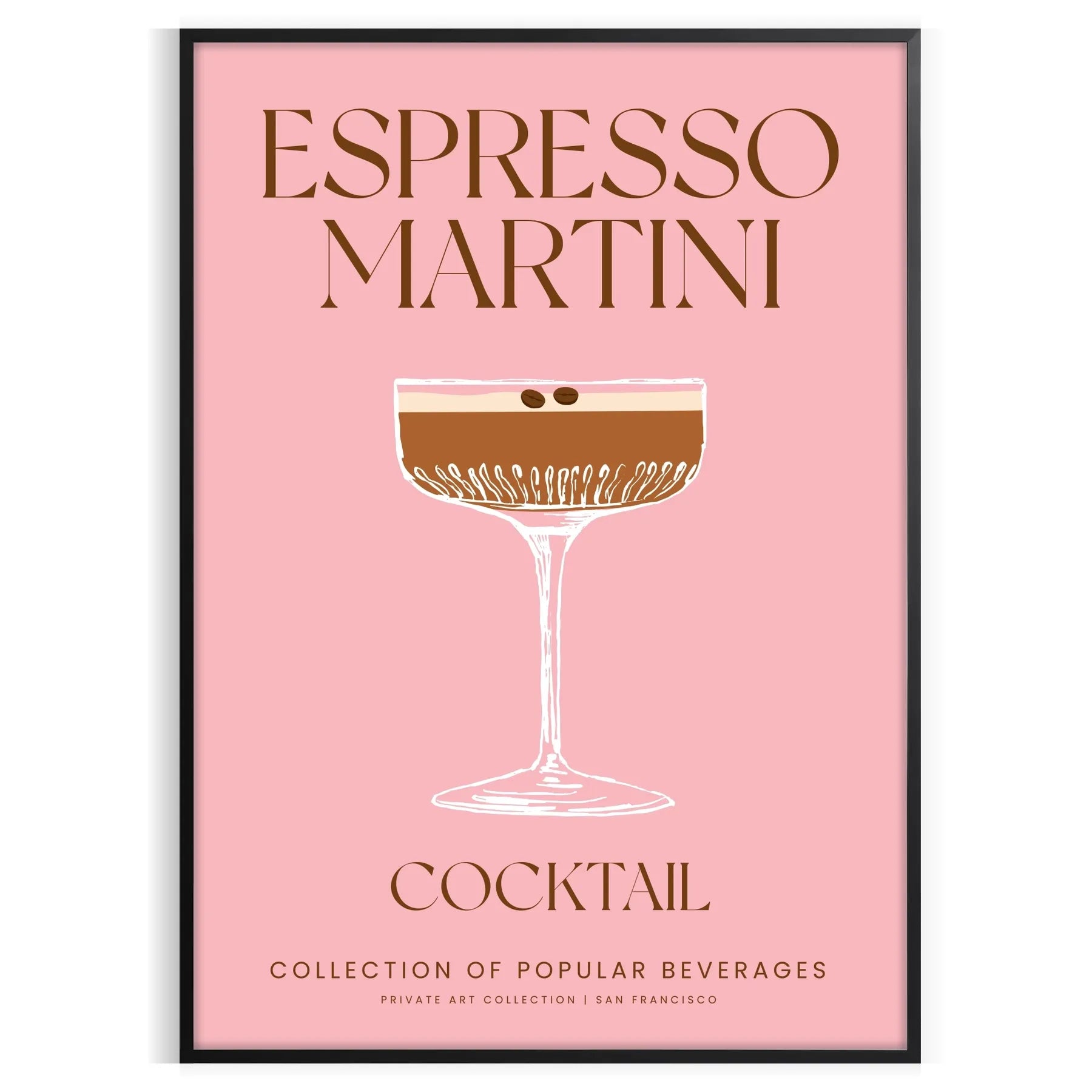 space stunning Espresso Martini Cocktail Art Poster rich brown refreshing green hues wall unique gift print essence modern elegance unframed selections