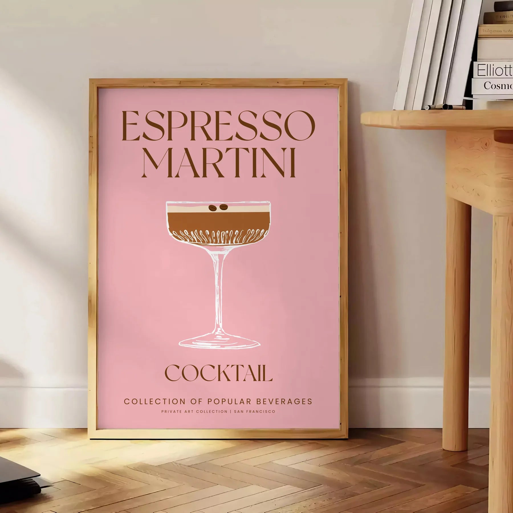 space stunning Espresso Martini Cocktail Art Poster rich brown refreshing green hues wall unique gift print essence modern elegance unframed selections