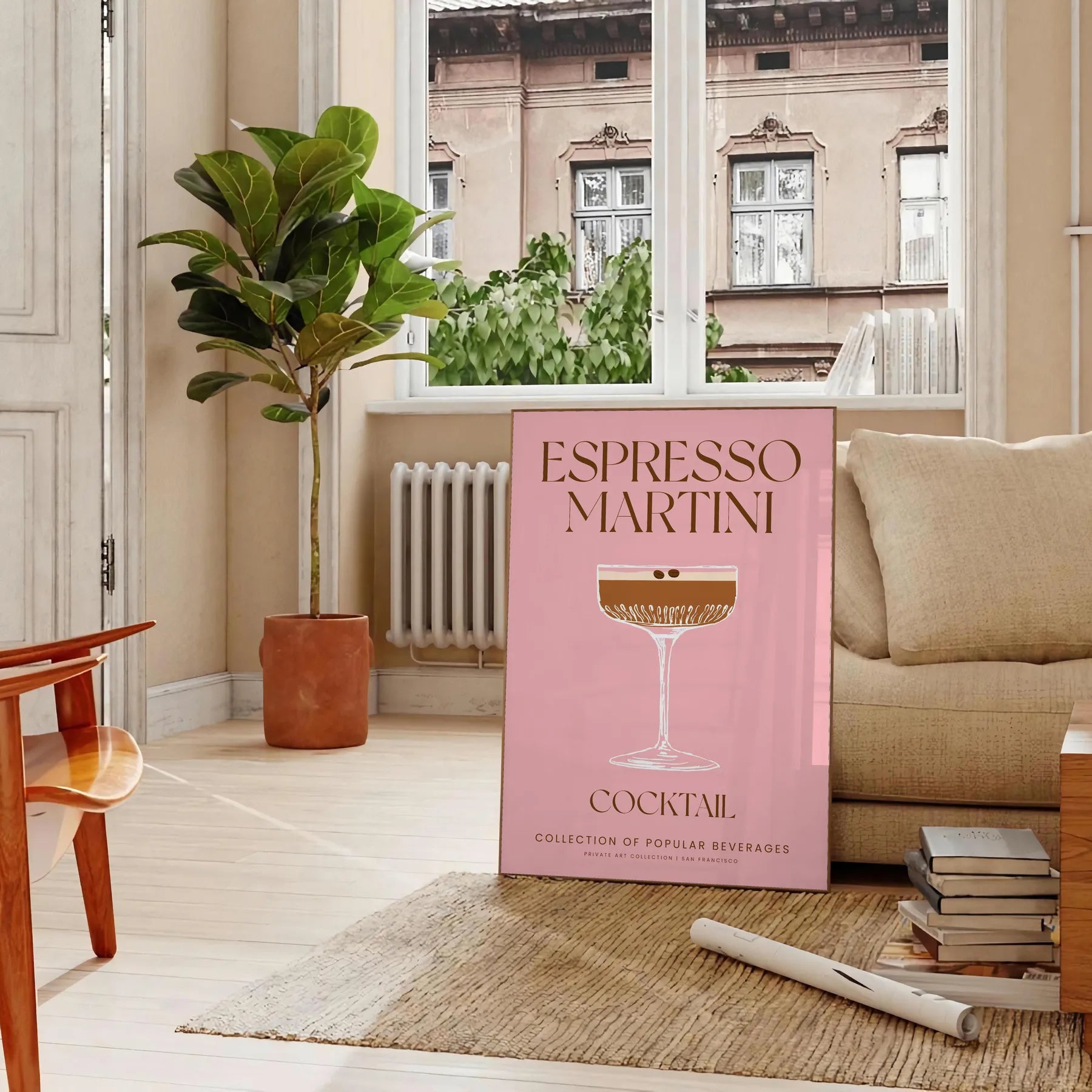 space stunning Espresso Martini Cocktail Art Poster rich brown refreshing green hues wall unique gift print essence modern elegance unframed selections