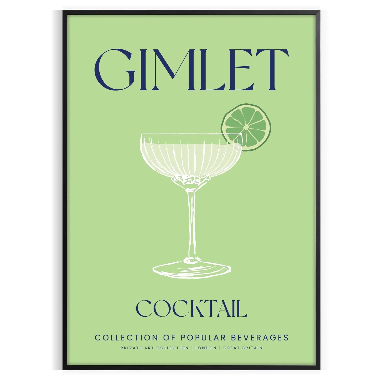 space stylish Gimlet Cocktail poster vibrant green sleek gray backdrop eye wall art perfect enthusiasts unique gift framed print unframed artwork decor