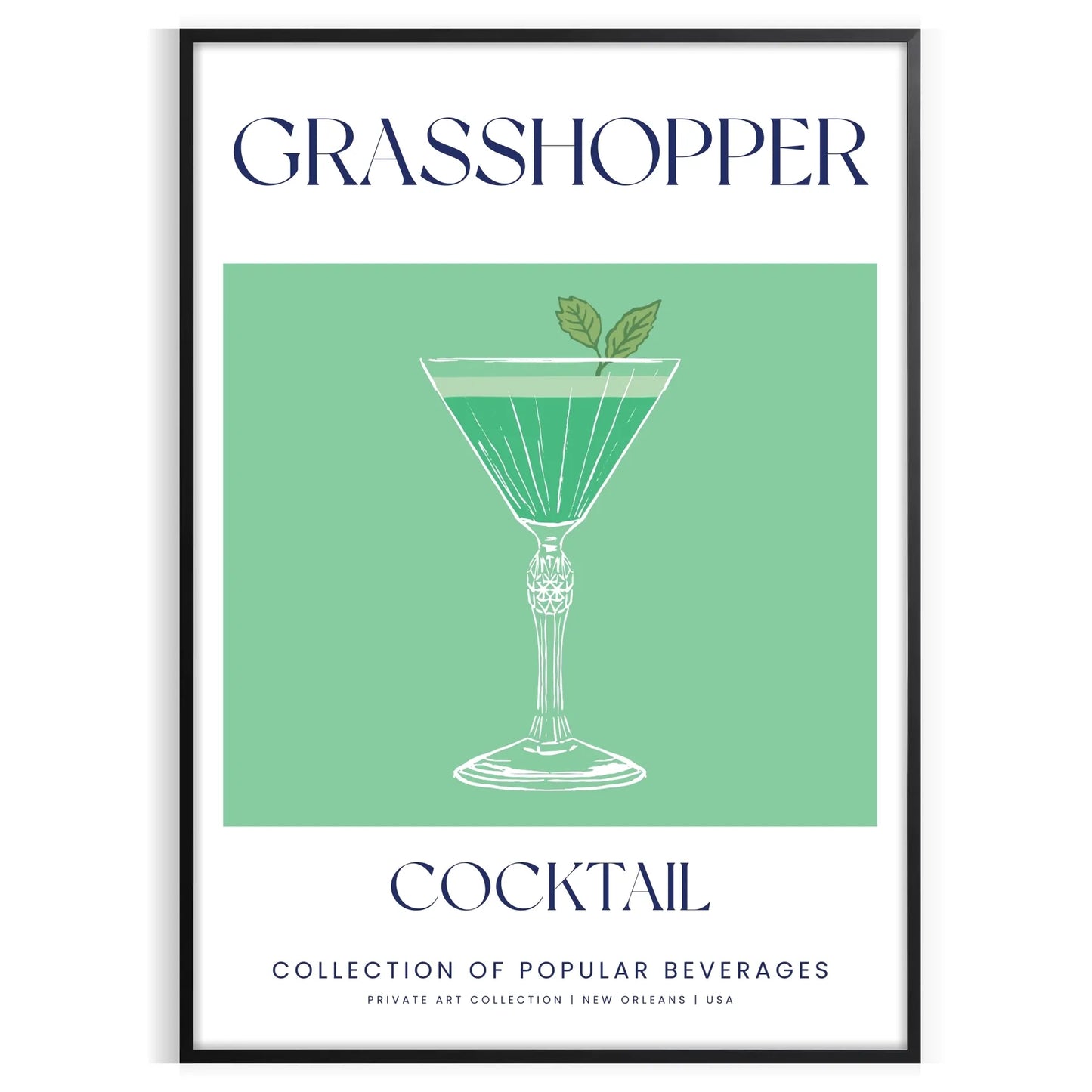 splash sophistication space Grasshopper Cocktail poster elegant gray green tones vibrant wall art perfect lovers unique gift stylish print room A4 cm A0 sizes