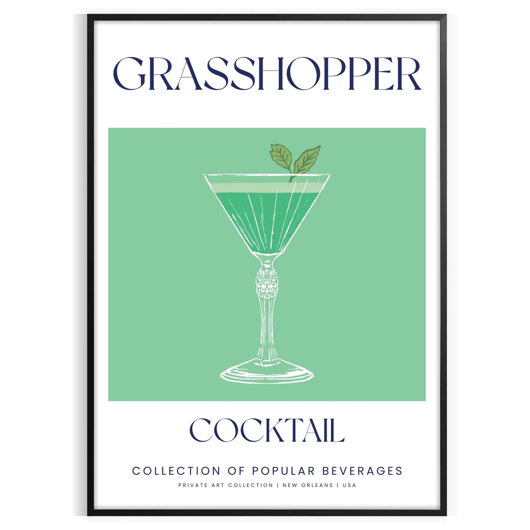 splash sophistication space Grasshopper Cocktail poster elegant gray green tones vibrant wall art perfect lovers unique gift stylish print room A4 cm A0 sizes