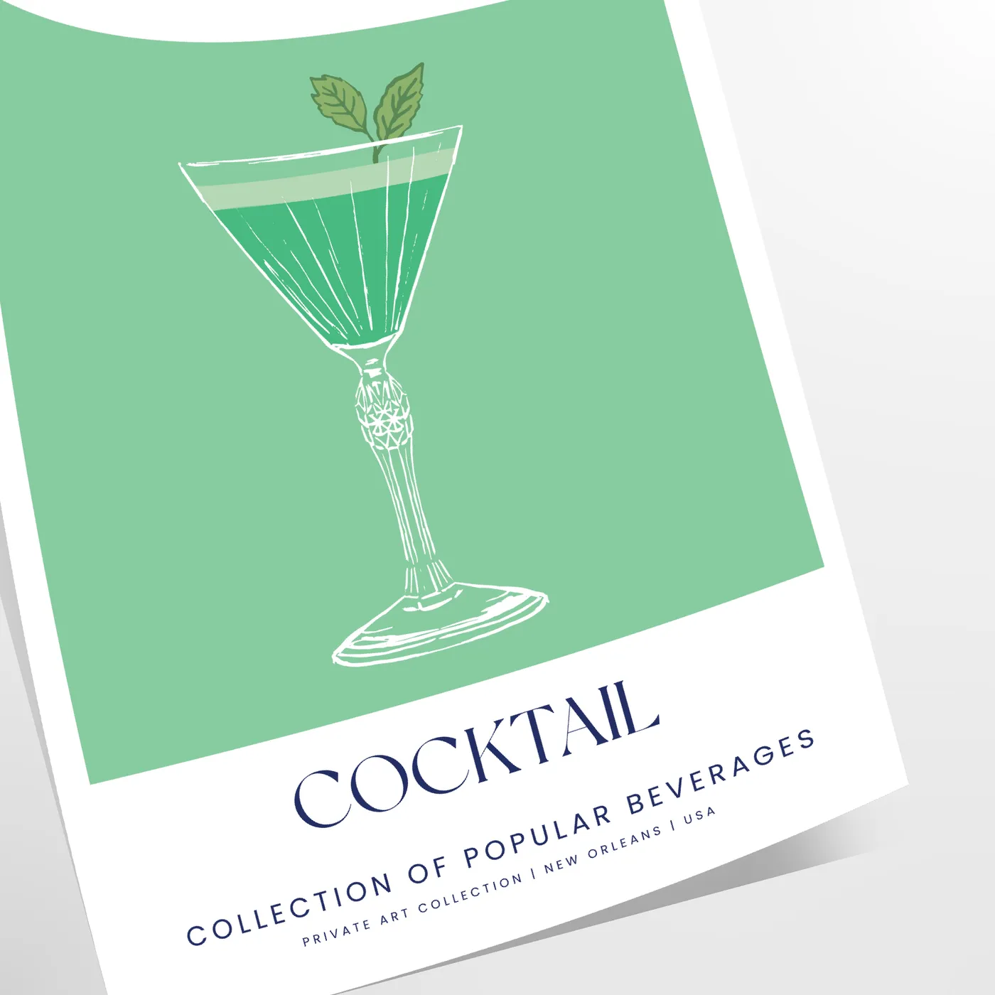 splash sophistication space Grasshopper Cocktail poster elegant gray green tones vibrant wall art perfect lovers unique gift stylish print room A4 cm A0 sizes