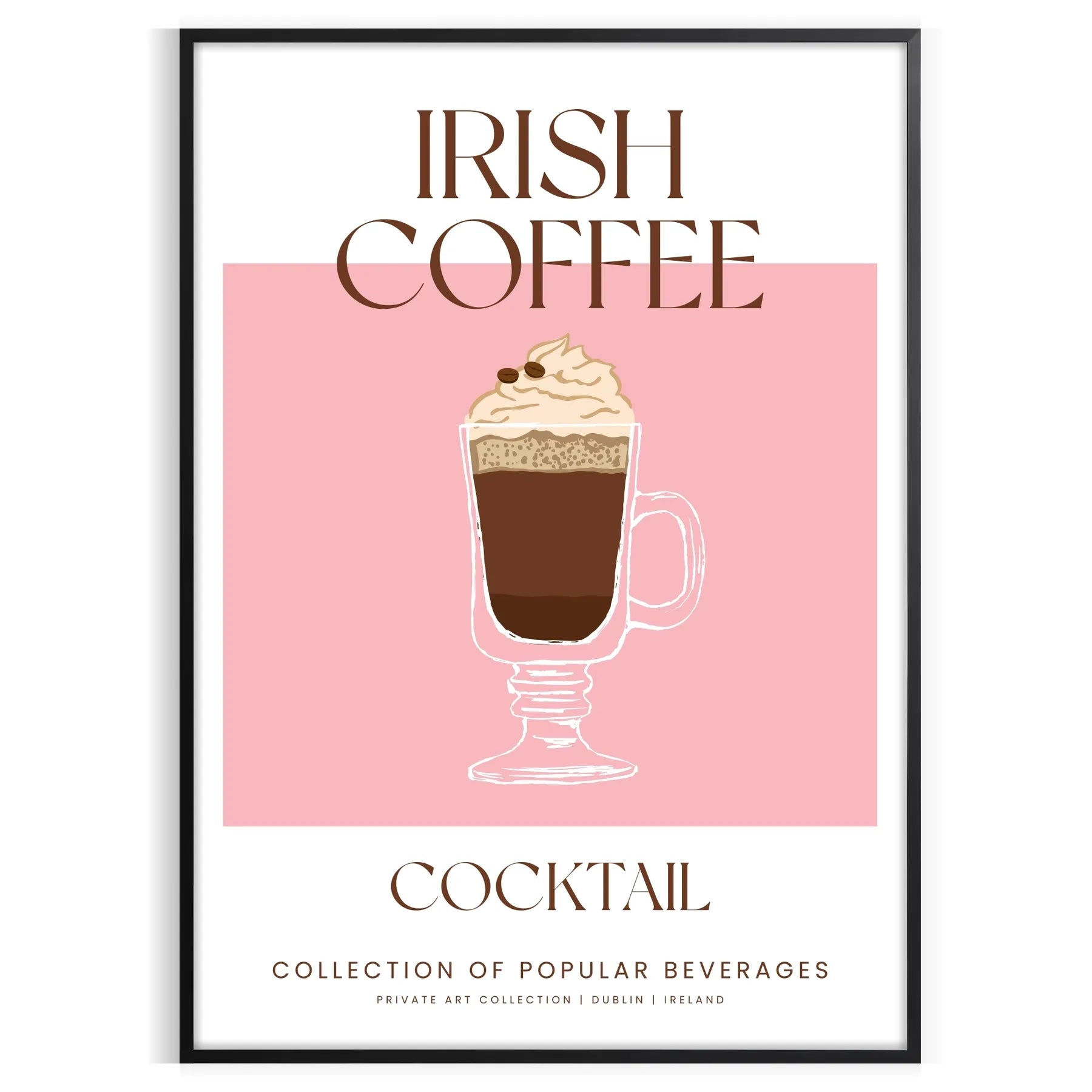 space Irish Coffee Cocktail Poster rich brown vibrant orange tones artwork perfect wall art gift lovers setting stunning print room A4 cm A0
