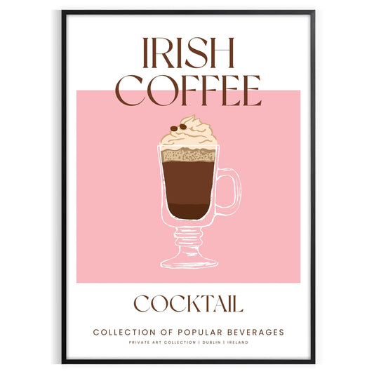 space Irish Coffee Cocktail Poster rich brown vibrant orange tones artwork perfect wall art gift lovers setting stunning print room A4 cm A0