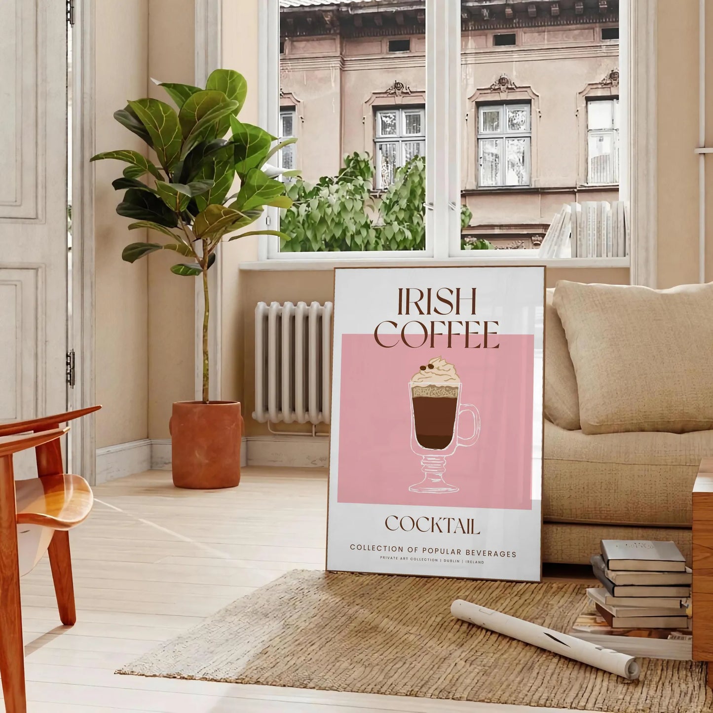 space Irish Coffee Cocktail Poster rich brown vibrant orange tones artwork perfect wall art gift lovers setting stunning print room A4 cm A0