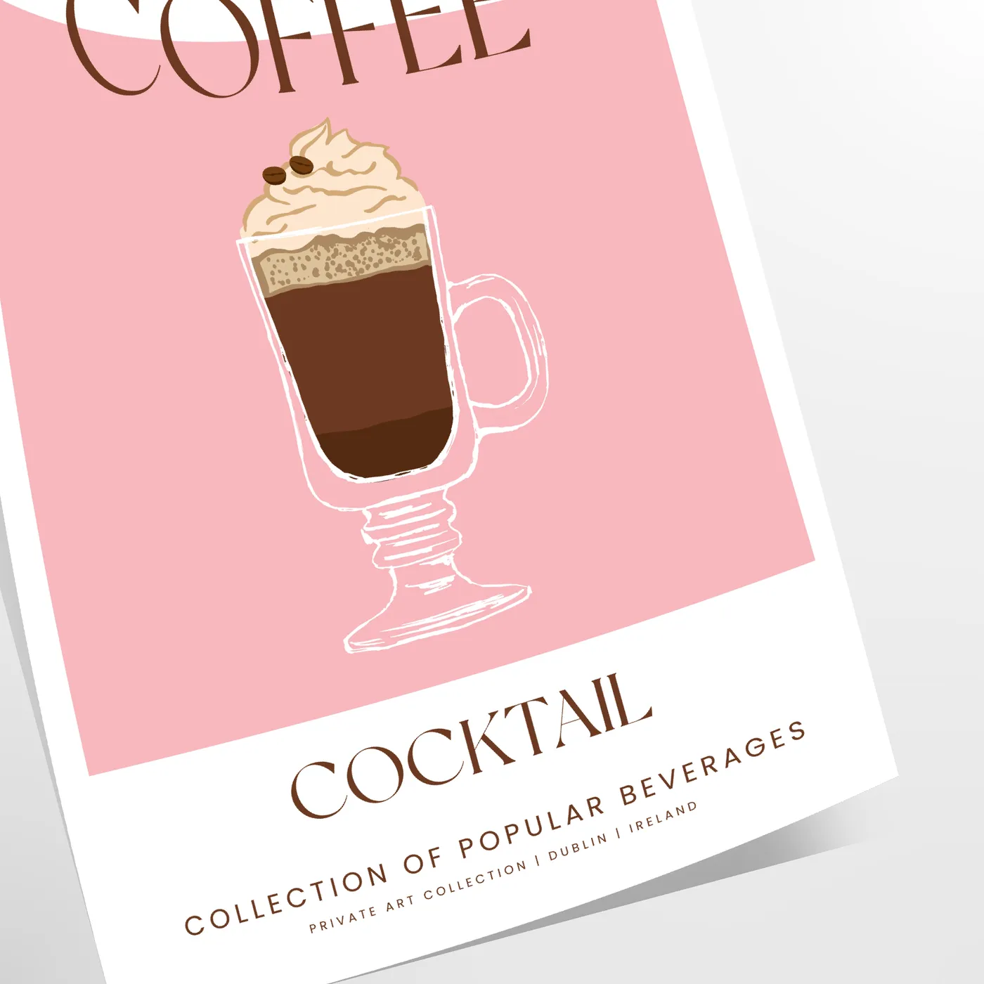 space Irish Coffee Cocktail Poster rich brown vibrant orange tones artwork perfect wall art gift lovers setting stunning print room A4 cm A0