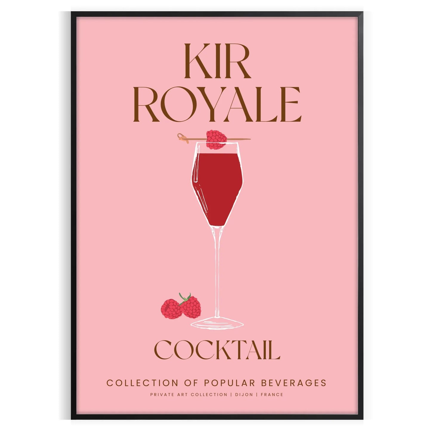 space elegant Kir Royale cocktail art poster sophisticated blend gray purple tones unique wall piece thoughtful gift enthusiasts unframed version exquisite artwork