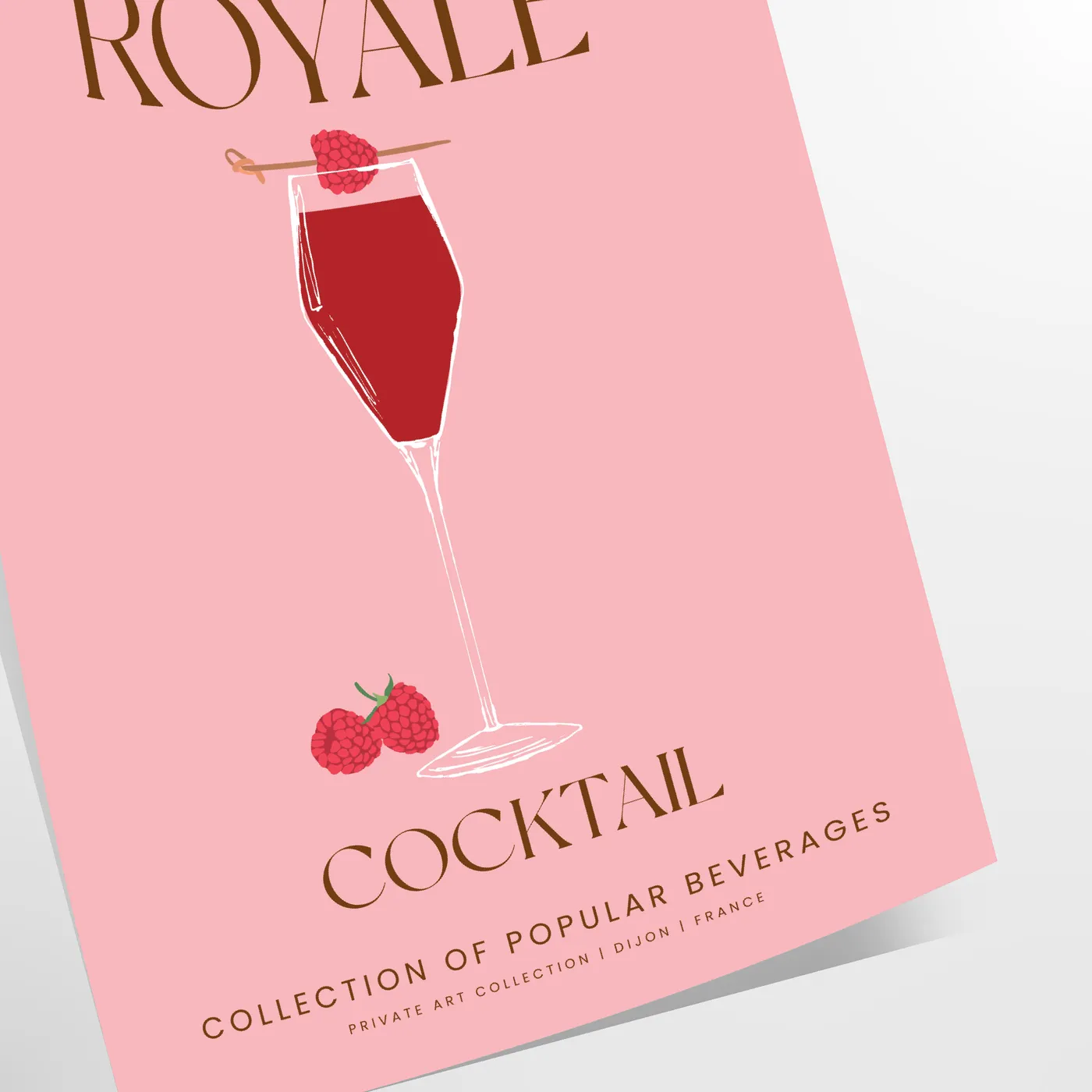space elegant Kir Royale cocktail art poster sophisticated blend gray purple tones unique wall piece thoughtful gift enthusiasts unframed version exquisite artwork