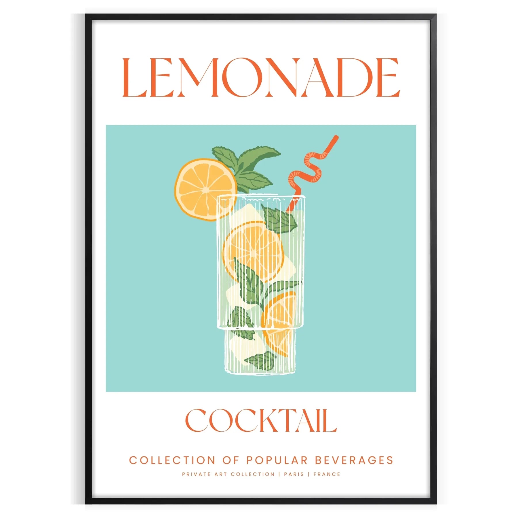 splash citrus charm decor Lemonade Cocktail Poster vibrant green orange hues print refreshing addition space wall art gift various sizes A4 cm A0