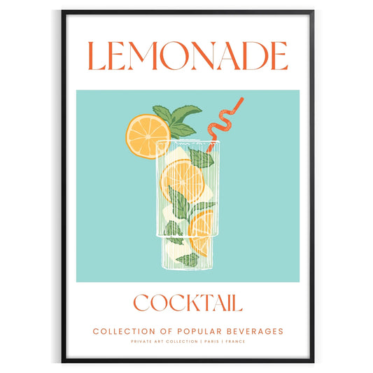 splash citrus charm decor Lemonade Cocktail Poster vibrant green orange hues print refreshing addition space wall art gift various sizes A4 cm A0