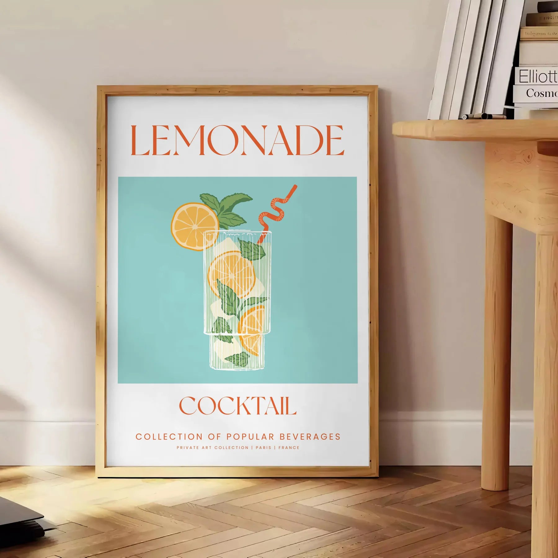 splash citrus charm decor Lemonade Cocktail Poster vibrant green orange hues print refreshing addition space wall art gift various sizes A4 cm A0