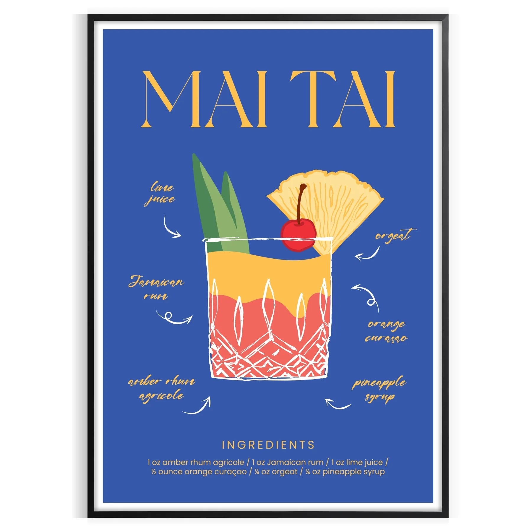 space vibrant Mai Tai cocktail poster refreshing green blue hues stunning wall art unique gift artwork lovers design enthusiasts standalone print option