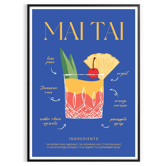 space vibrant Mai Tai cocktail poster refreshing green blue hues stunning wall art unique gift artwork lovers design enthusiasts standalone print option