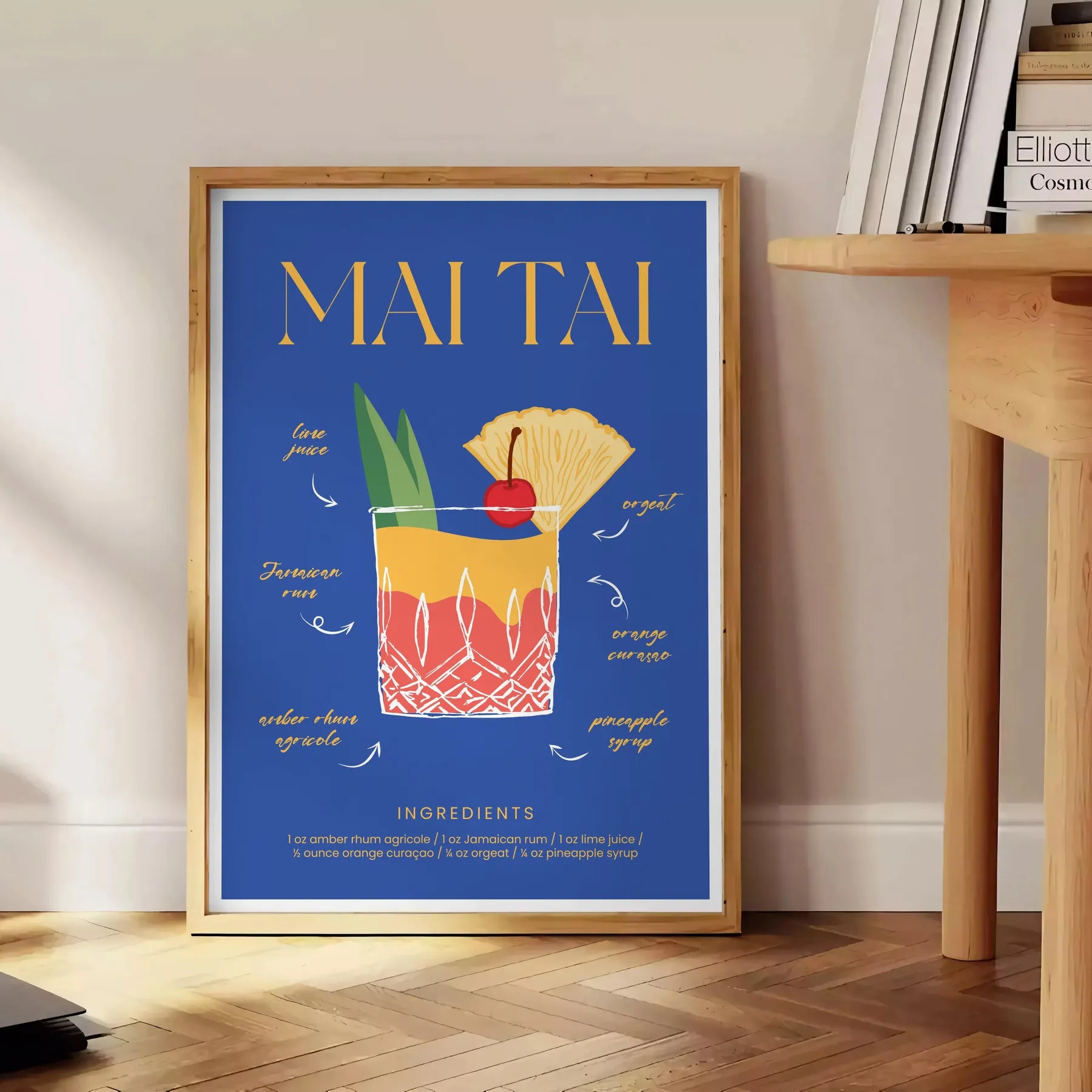 space vibrant Mai Tai cocktail poster refreshing green blue hues stunning wall art unique gift artwork lovers design enthusiasts standalone print option