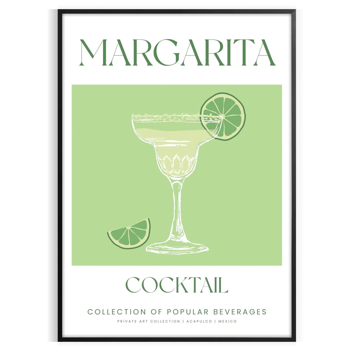 space vibrant margarita cocktail art poster refreshing green white hues wall print unique gift lovers room artwork A4 cm A0