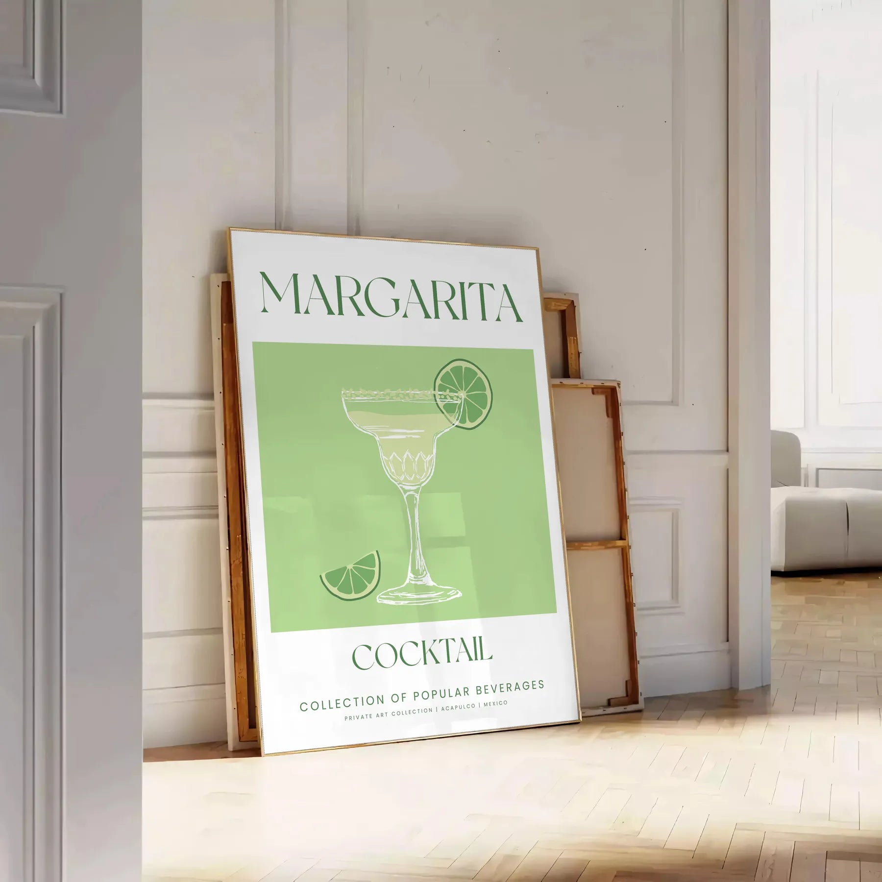 space vibrant margarita cocktail art poster refreshing green white hues wall print unique gift lovers room artwork A4 cm A0