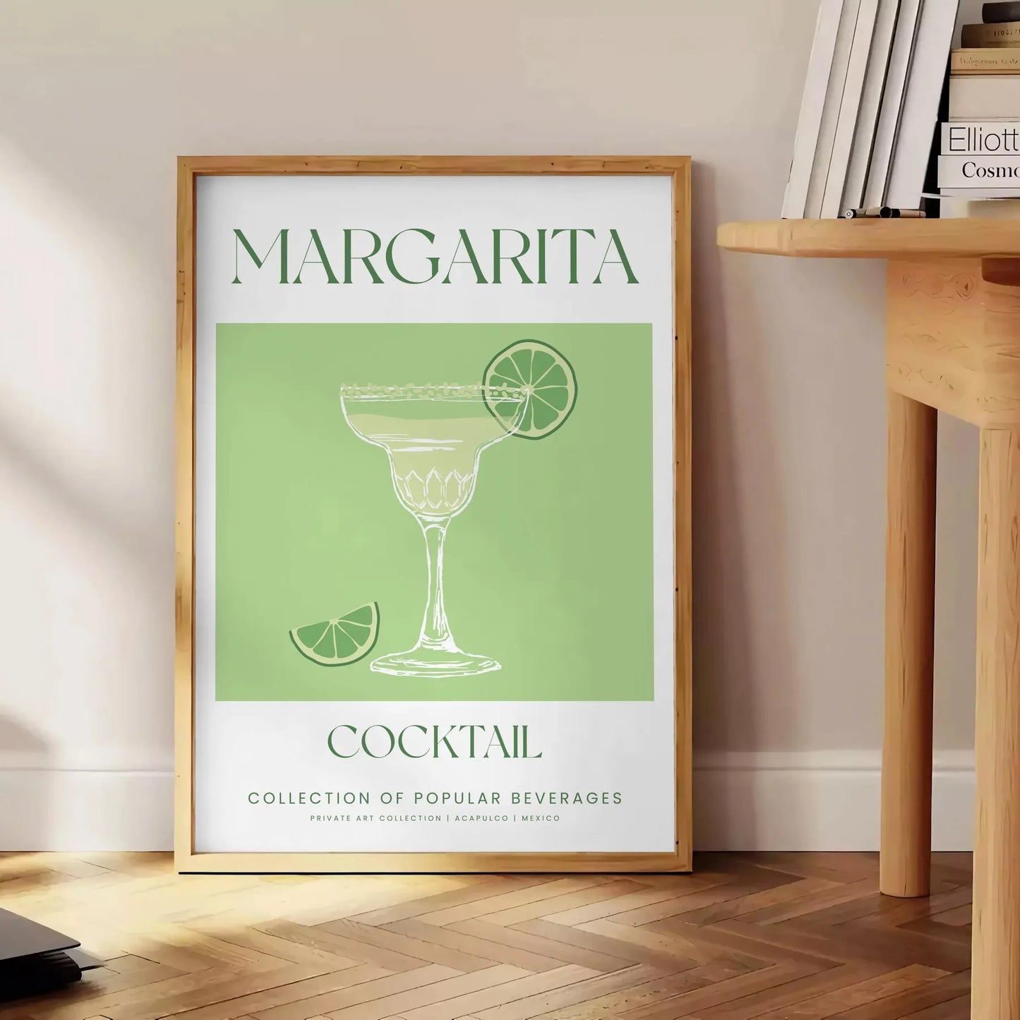 space vibrant margarita cocktail art poster refreshing green white hues wall print unique gift lovers room artwork A4 cm A0