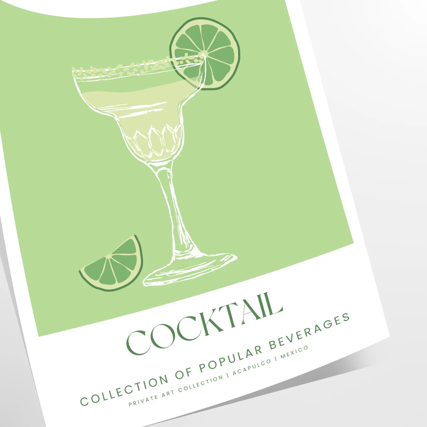 space vibrant margarita cocktail art poster refreshing green white hues wall print unique gift lovers room artwork A4 cm A0