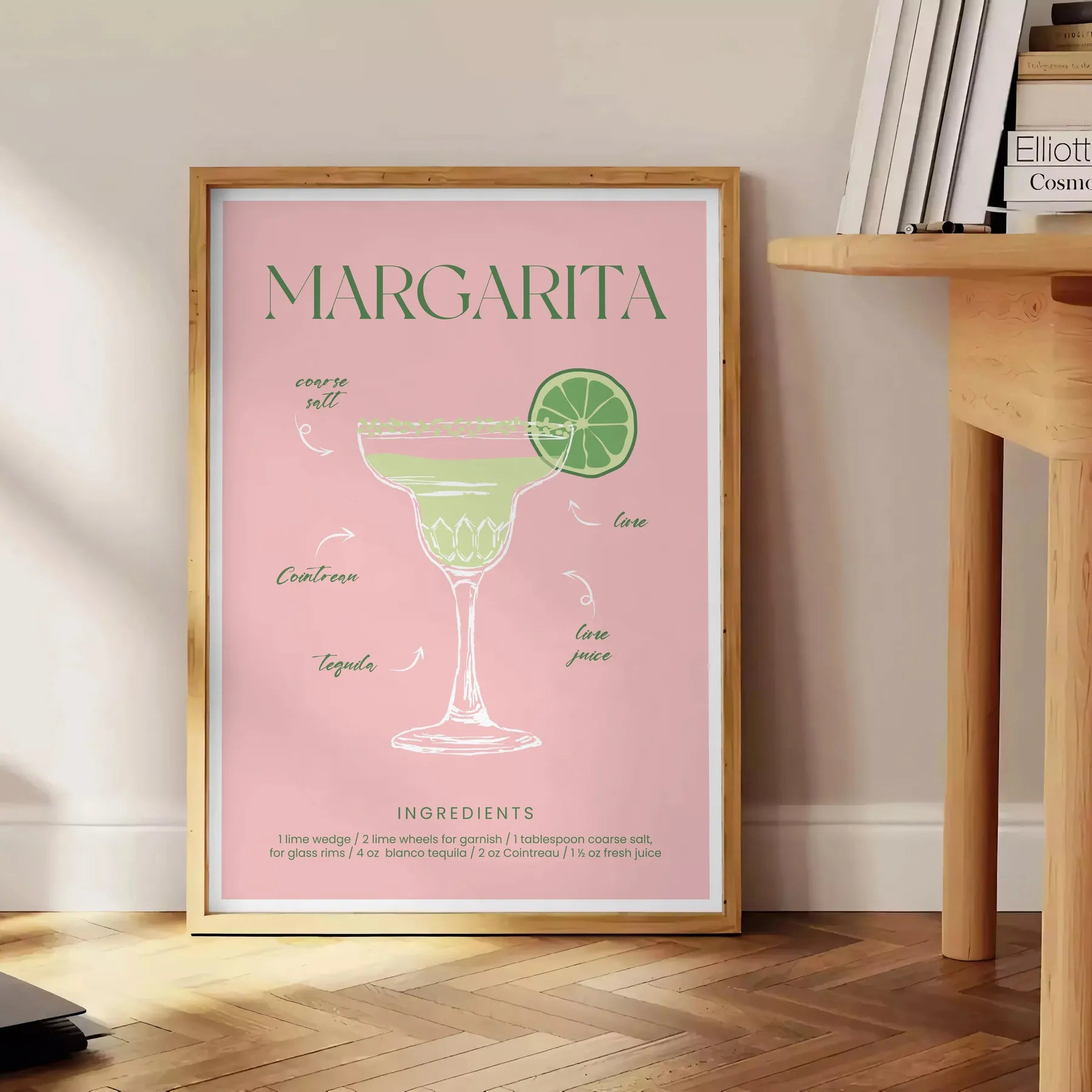 space vibrant Margarita Cocktail Poster refreshing green orange hues eye wall art perfect gift enthusiasts home decor lovers unframed options