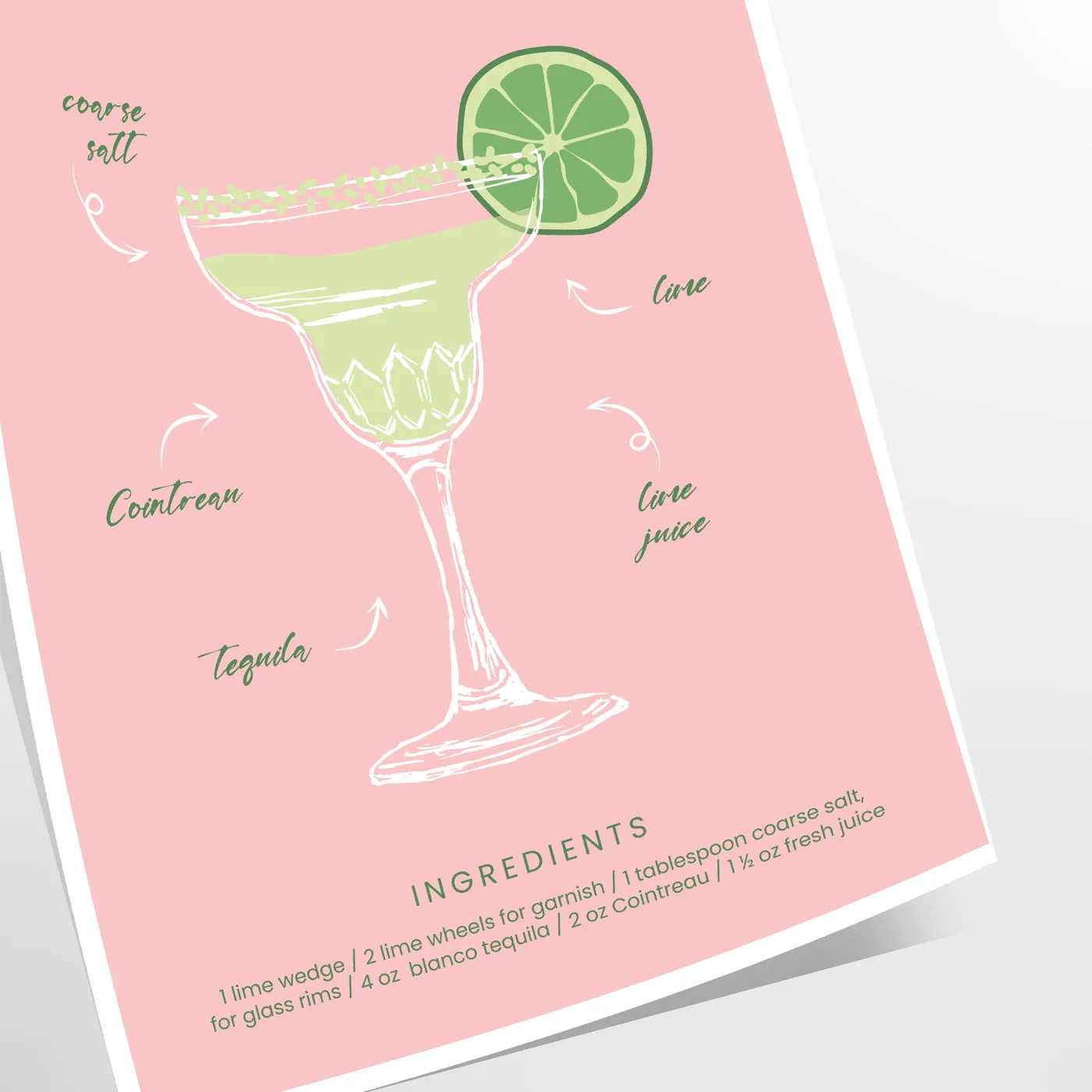 space vibrant Margarita Cocktail Poster refreshing green orange hues eye wall art perfect gift enthusiasts home decor lovers unframed options