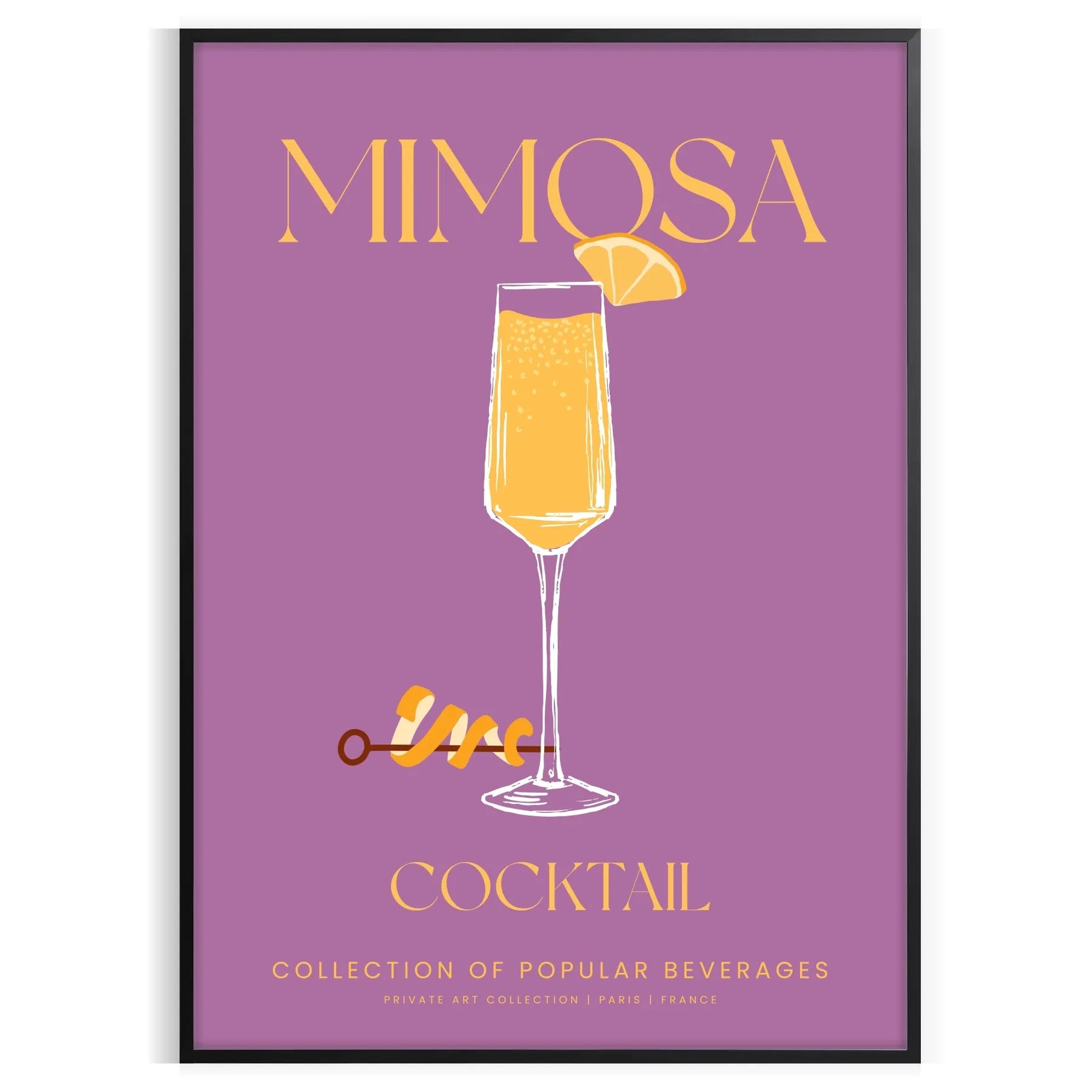 space vibrant Mimosa Cocktail Poster stunning blend yellow orange hues splash color room delightful gift sizes A4 cm A0 wall art today