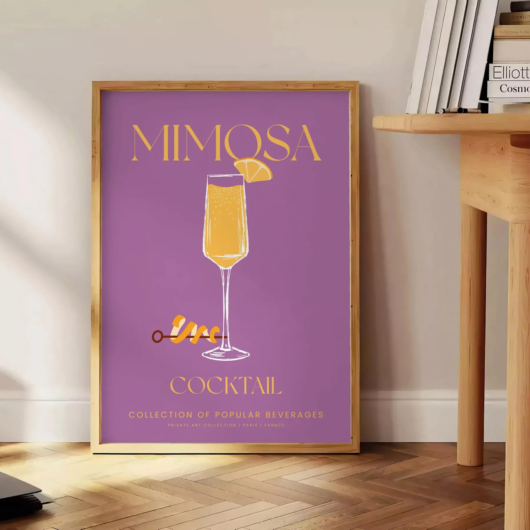 space vibrant Mimosa Cocktail Poster stunning blend yellow orange hues splash color room delightful gift sizes A4 cm A0 wall art today